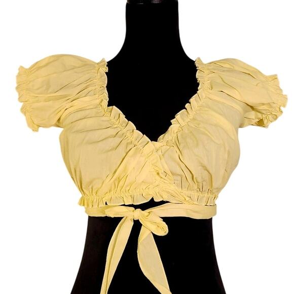 HYFVE Wrap Crop Top in Buttery Yellow, Size Large - Picture 1 of 9